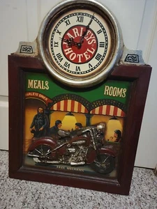 Harley's Hotel Meals Diner Motorcycle Wall Clock, Unique Wall Decor - Picture 1 of 9