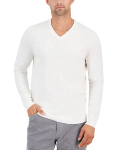 Alfani Men's Solid Vneck Sweater, Vanilla Ice, XXL - Picture 1 of 3