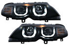 3D U LED Angel Eyes Scheinwerfer für BMW 3er E46 Facelift 01-05 Schwarz