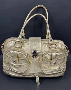 Bolso de hombro expandible de cuero metálico dorado Hype - Imagen 1 de 22