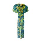 liberty house by lilia honolulu polyester green blue with yellow flowers dress