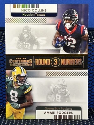 2021 Panini Contenders NICO COLLINS AMARI RODGERS Round 3 Numbers Gold 05/25 - Image 1 of 2