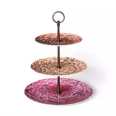 John Derian for Target 3 Tier Melamine Serving Tray Cookie Platter Floral Three - Image 1 of 4