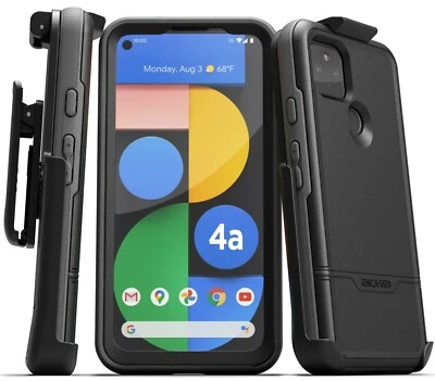 Google Pixel 4a 5G Case w Built-In Screen Protector & Belt Clip Holster - Black - Image 1 of 4