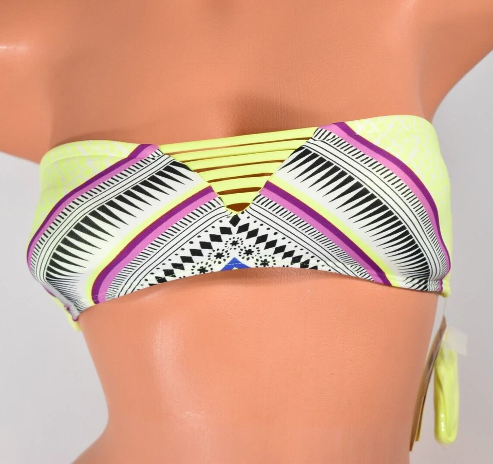Top de bikini para mujer Rip Curl Mystic Tribe amarillo neón con tiras bandeau S nuevo con etiquetas Foto 1 de 4
