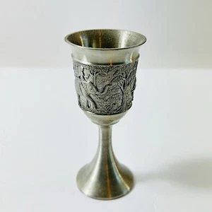Vintage Oriental Pewter Thailand Co. Ltd. Tin 97% Goblet Wine Cup Elephant 4" - Picture 1 of 13