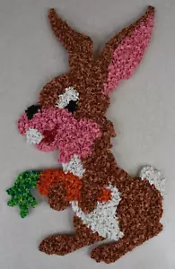 Vintage 1970s Melted Plastic Popcorn Wall Decoration Easter Bunny 20" Tall - Picture 1 of 2