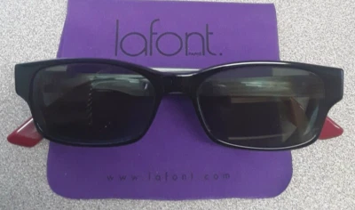 Jean LaFont Paris Sunglasses FRAMES ONLY Black- Gray/Red accents " PAIMPOL" EUC - Image 1 of 4