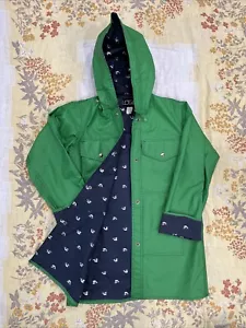 Classic Preppy Lot One Inc Rain Jacket Green and Navy Whales Medium - Picture 1 of 7
