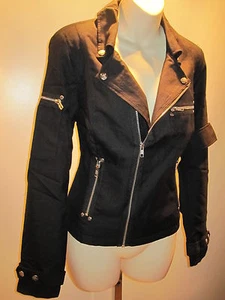 NEW LiP SERViCE BLACK MOTORCYCLE TOP COAT JACKET FETiSH PUNK GOTH SKA BiKER S - Picture 1 of 12