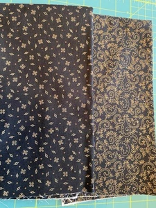 Marcus Fabric, Cheddar And Coal II, 2 Half-yard Cuts, Black Prints - Picture 1 of 4