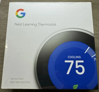 Google Nest Pro 3rd Gen Learning Thermostat T3008US Stainless Steel Sealed Box - Image 1 of 4
