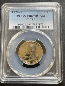 1776-1976-S SILVER PROOF BICENTENNIAL WASHINGTON QUARTER PCGS PR69DCAM 47951372 - Picture 1 of 17