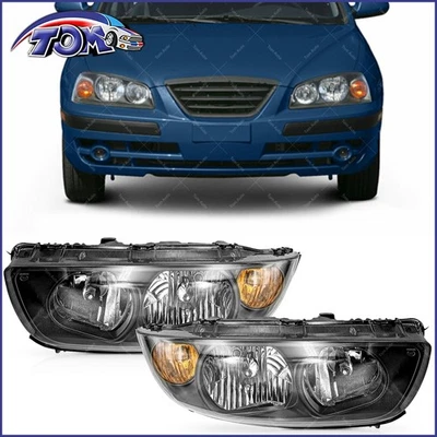 Driver and Passenger Headlights Halogen grey For Hyundai Elantra 2004-2006 Foto 1 de 4