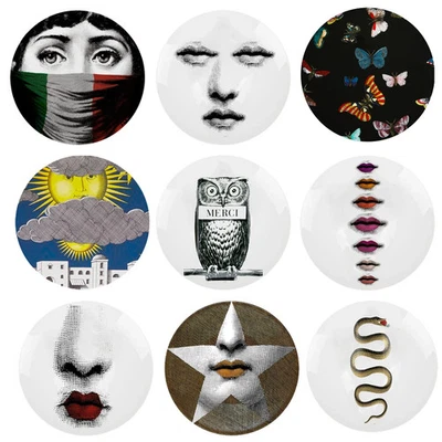 Plato colgante de pared de cerámica moderno cara de dama labios rojos plato de pintura decorativo Foto 1 de 4