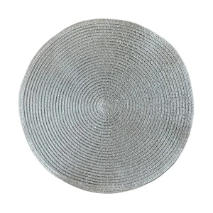 Metallic Silver Placemats 15in Round Easy Care Set of 4 Sparkle NEW - Picture 1 of 13