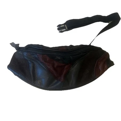 Riñonera vintage de cuero con retazos multicolor años 80 '90 Foto 1 de 4