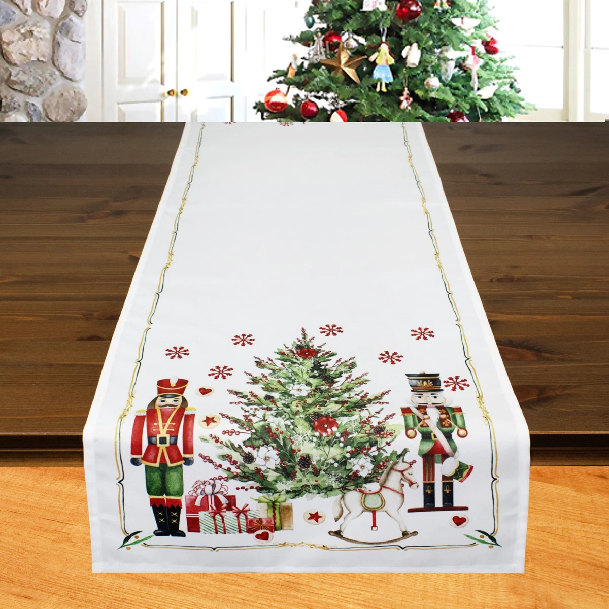 Weihnachtlicher Tischläufer Mit Weihnachtsmann-Stickerei – Ca. 40x90 Cm – Festliche Tischdeko Für Weihnachten