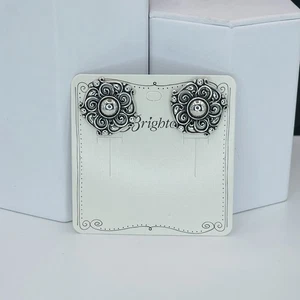 Brighton Ornate Silver Tone Scroll Stud Earrings Round Statement Posts NWT - Picture 1 of 6