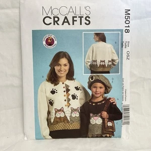 McCalls 5018 Craft Sewing Pattern, Hat, Purse, Cat Applique - Picture 1 of 2