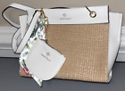 Nanette Lepore Women's Petra 3 pc Straw White Satchel Bag Purse Wallet NEW