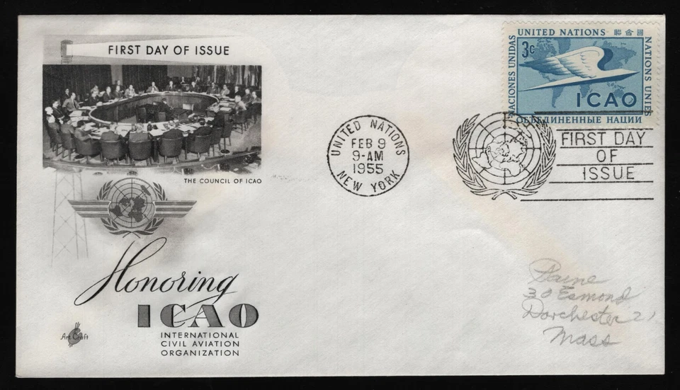 UN #31 3c International Civil Aviation Org., Art Craft FDC **ANY 5=FREE SHIP** - Image 1 of 1