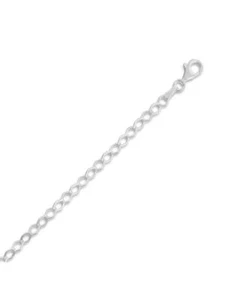 Flat Diamond-Shape Link Chain Bracelet Anklet, 9-inch - Picture 1 of 3