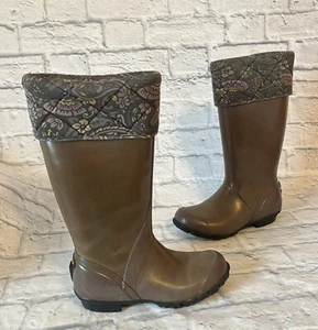 Bogs Alex Quilted Paisley Top Waterproof Rain Snow Rubber Boots Women's Size 6 - Picture 1 of 10