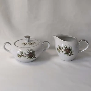 Vintage Japan Fine Seyei China Creamer/Sugar Bowl Cascade Pine 11028 Winter - Picture 1 of 14