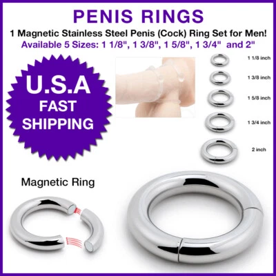 Anéis penianos magnéticos de aço inoxidável para aumento masculino atraso na ejaculação, 1 peça - Imagem 1 de 4