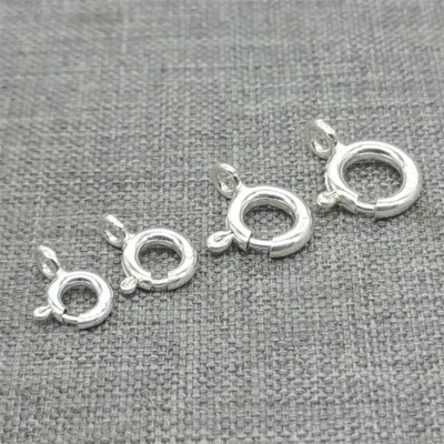 20pcs of 925 Sterling Silver Spring Ring Clasps w/ Open Loop 5mm 6mm 7mm 8mm - Image 1 of 4