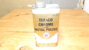 Vintage- Orig. 1950's Texaco Chrome & Metal Polish (Blk T Logo) 8 oz. Can - Full
