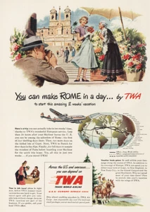 1949 TWA: You Can Make Rome In a Day Vintage Print Ad - Picture 1 of 1
