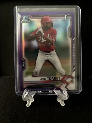 Jose Torres 2021 Bowman Draft Chrome 1st PURPLE REFRACTOR 37/250 Cincinnati Reds - Image 1 of 2