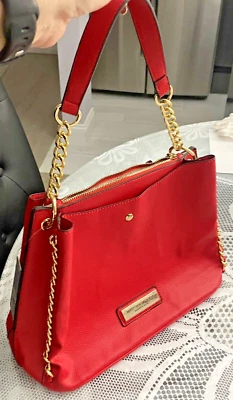 NWT - STUNNING LIPSTICK RED ANDREW MARC LARGE SHOULDER CONVERTIBLE HANDBAG - Image 1 of 4