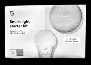 GOOGLE HOME Mini with SMART LIGHT BULB STARTER KIT ~ BRAND NEW SEALED - Picture 1 of 5