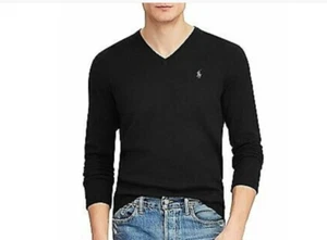Polo Ralph Lauren POLO BLACK(Gray Pony) V-Neck Sweater, size Small NWT - Picture 1 of 1