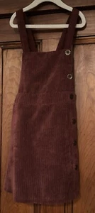 Art Class Corduroy Girls Maroon Overall Jumper Dress Criss Cross Back Medium 7/8 - Picture 1 of 17