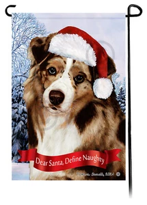 Querido Santa, Define Bandera de Jardín Travieso - Pastor Australiano Merle Rojo 007A - Imagen 1 de 1