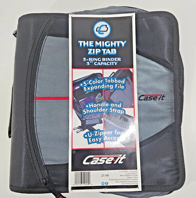 "Carpeta de 3 anillos con mango superior abatible, correa y cierre de cremallera estuche de 2"" anillos ¡NUEVO CON ETIQUETAS! Foto 1 de 4