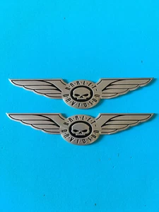 Brand New 2 pcs Harley Davidson Tank Skull Emblem Softail Roadking Sportster - Picture 1 of 7
