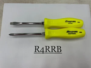 Snap-on Tools NEW 2pc HIVIZ Hard Handle Flat Phillips Head Screwdriver Set - Picture 1 of 10