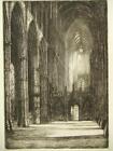 Jennie D. Wright pencil signed original etching 'The Nave, Westminster Abbey'