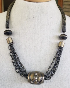 Collar De Colección Diamantes de Imitación Transparente Pepita Cuentas Multi y Malla Tono Bronce Caja 23" - Imagen 1 de 5