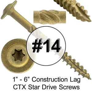 #14 Construction Lag Screws - Star Drive Heavy Duty Structural Lag - Picture 1 of 21