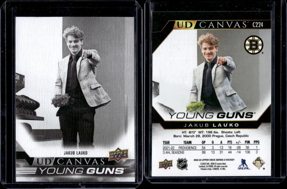 2022-23 Upper Deck Series 2 Young Guns Canvas Black & White Jakub Lauko - Image 1 of 1