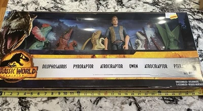 Jurassic World Dominion Paquete de 6 Figura Básica 12" Owen y Dinosaurios Mattel Nuevo Foto 1 de 2