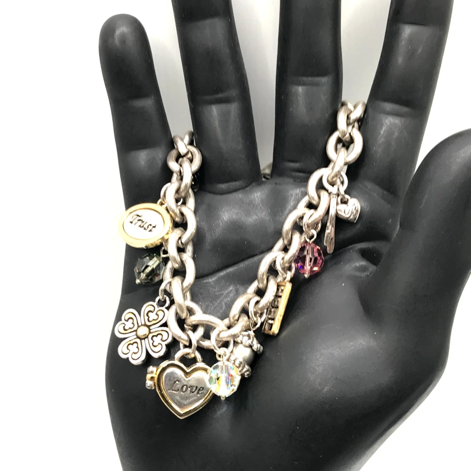 Pulsera Brighton Charm Love Heals Gruesa Corazón Confianza Cristales Boho 8.5" Foto 1 de 4