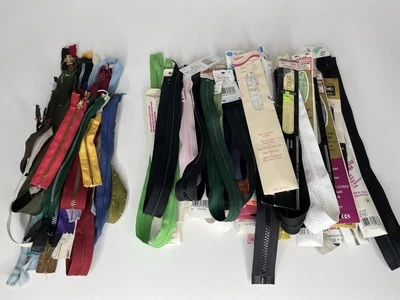 Zipper LOT 95 Grab Bag Assorted Variety All Purpose Zippers New Used Talon Coats - Image 1 of 3