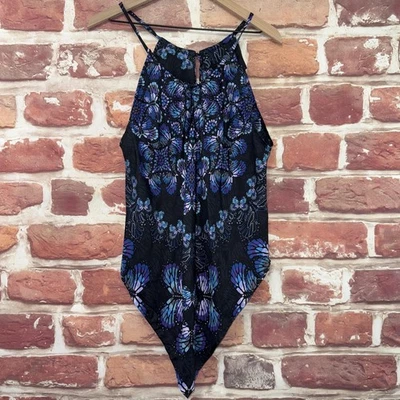 Pineda Covalin Poncho Top Womens OS 100% Silk Mariposa Butterfly Art Tank Shirt - Image 1 of 4